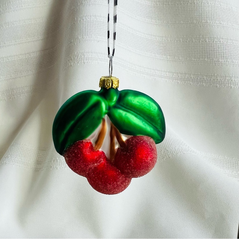 Christmas Ornament Mary Engelbreit Blown Glass Cherries‎ EUC VTG Signed